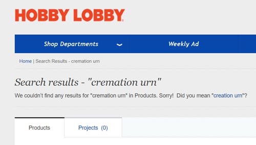 Does Hobby Lobby have cremation urns?