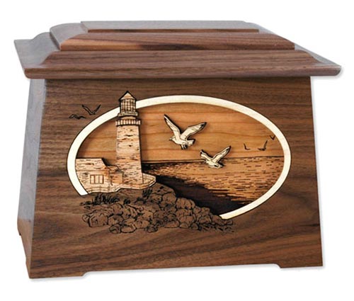 Lighthouse Urn with Wood Inlay